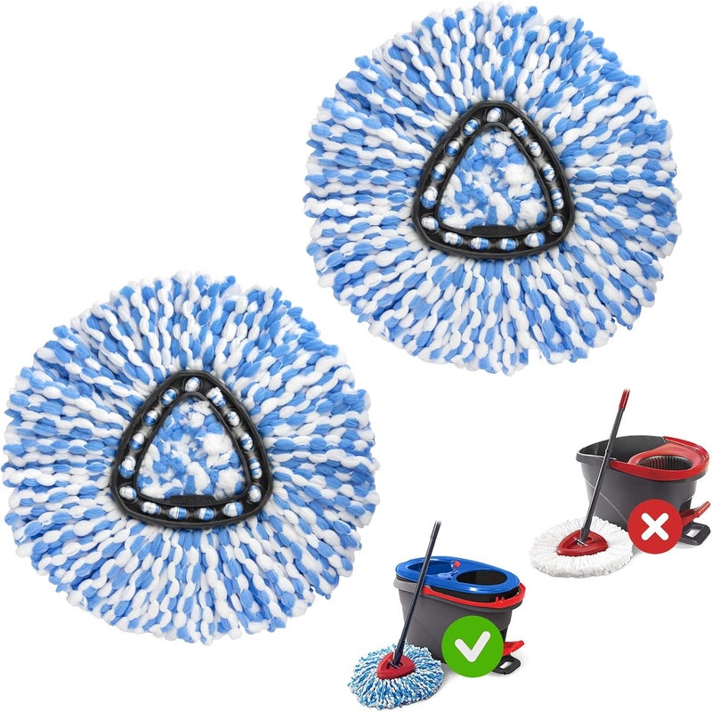 MXZONE Spin Mop Replace Head for O Ceda Spinning EasyWring Rinse Clean Mop Refill, Mop Head Replacement fit 2 Tank System Mop Bucket, Microfiber, 2 Packs - Image 1